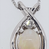 9ct White Gold Opal and Diamond Pendant