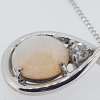9ct White Gold Opal and Diamond Pendant - Image 2