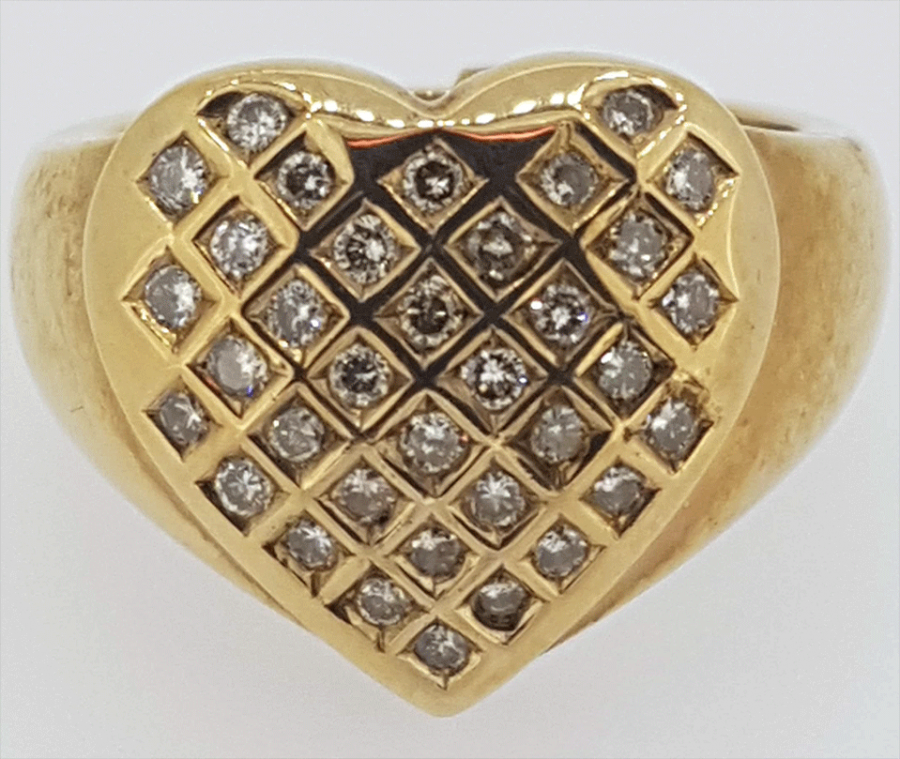 Vintage 9ct Diamond Heart cluster ring