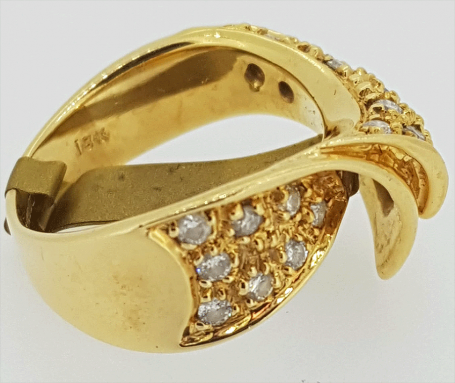 Vintage 18ct Diamond scarf ring - Image 3