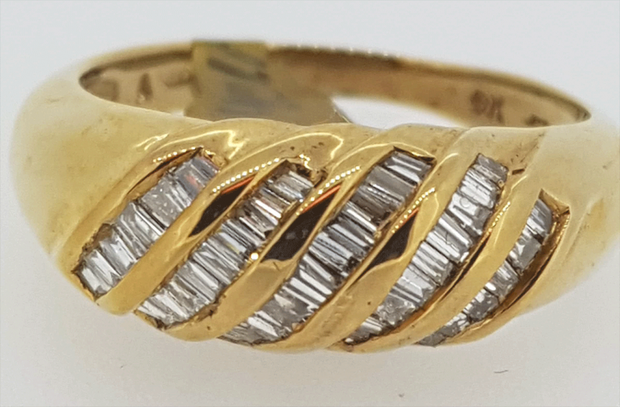 Vintage 9ct Diamond 5 row diagonal set ring - Image 2