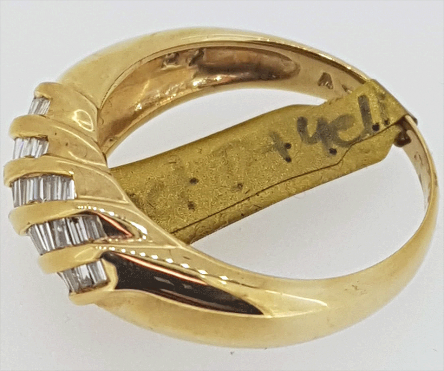 Vintage 9ct Diamond 5 row diagonal set ring - Image 3