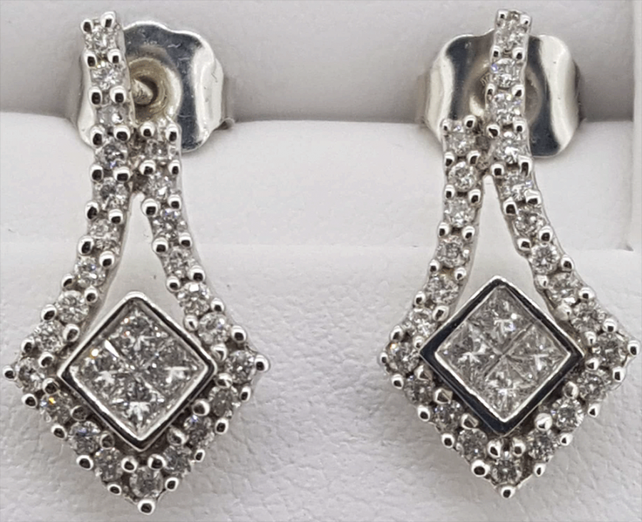 18ct White Gold Diamond drop earrings