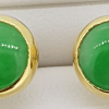 18ct Yellow Gold stunning  Green Jade stud earrings