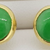 18ct Yellow Gold stunning  Green Jade stud earrings - Image 2