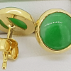 18ct Yellow Gold stunning  Green Jade stud earrings - Image 3