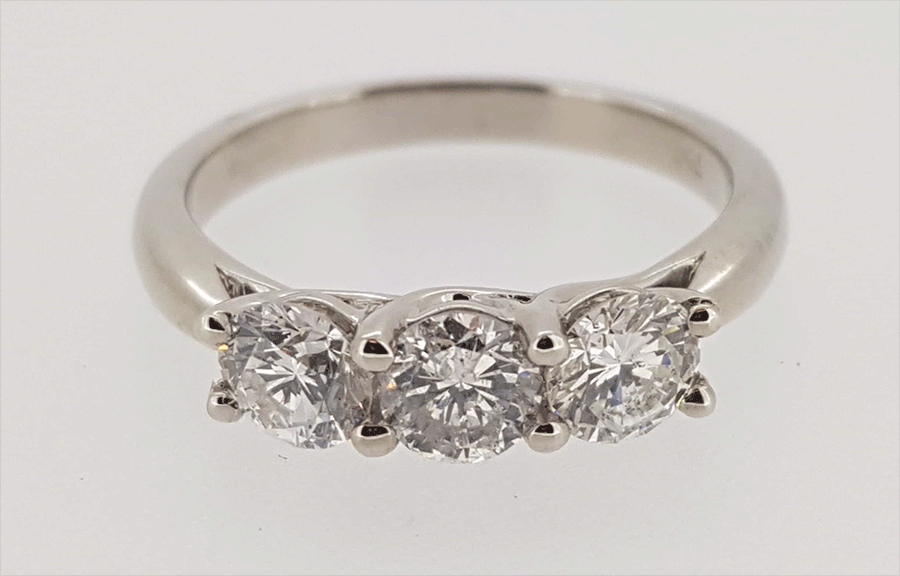 18ct White Gold Diamond Trilogy Ring