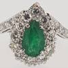 18ct White Gold Pear Cut Emerald and Diamond Ring