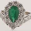 18ct White Gold Pear Cut Emerald and Diamond Ring - Image 2