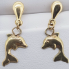 9ct Yellow gold Dolphin drop earrings