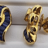 9ct yellow gold  Sapphire and Diamond fancy scroll stud earrings