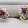 9ct yellow gold and white gold Ruby and Diamond cluster stud earrings