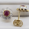 9ct yellow gold and white gold Ruby and Diamond cluster stud earrings - Image 2